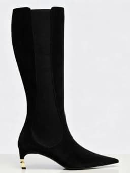 2026 Women's New Low Heel Short Boots with Pointed Kitten Heels and Elastic Fabric Women's Medium and Long Boots