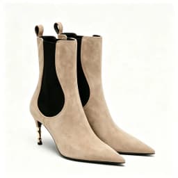 2026 Women's New Low Heel Short Boots with Pointed Kitten Heels and Elastic Fabric Women's Medium and Long Boots