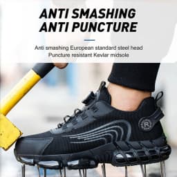 Wear Resistant Durable Steel Toe Work Shoes for Men Women Impact Resistant Steel Toe Cap Lightweight Comfortable Industrial Safety Sneakers All Seasons Construction Footwear Full Sizes Available Perfect Father’s Day Gift for Hard Workers