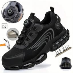 Wear Resistant Durable Steel Toe Work Shoes for Men Women Impact Resistant Steel Toe Cap Lightweight Comfortable Industrial Safety Sneakers All Seasons Construction Footwear Full Sizes Available Perfect Father’s Day Gift for Hard Workers
