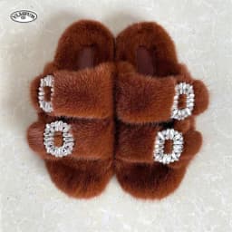 2025 New Women Fur Slippers Shoes Women Warm Winter Crystal Fur Shoes For Women Slippers Casual Plush Comfortable Mink Slippers
