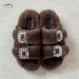 2025 New Women Fur Slippers Shoes Women Warm Winter Crystal Fur Shoes For Women Slippers Casual Plush Comfortable Mink Slippers
