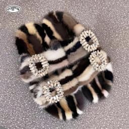 2025 New Women Fur Slippers Shoes Women Warm Winter Crystal Fur Shoes For Women Slippers Casual Plush Comfortable Mink Slippers