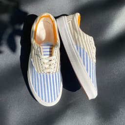 Summer Breathable Versatile Blue and White Striped Shoes for Men, Thick-Soled Couple Fashion Sneakers, Low-Top Casual Shoes, Canvas Shoes for Both Men and Women