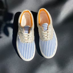 Summer Breathable Versatile Blue and White Striped Shoes for Men, Thick-Soled Couple Fashion Sneakers, Low-Top Casual Shoes, Canvas Shoes for Both Men and Women
