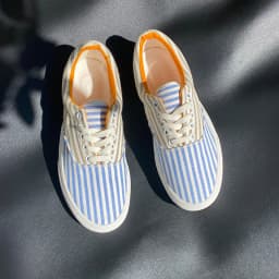 Summer Breathable Versatile Blue and White Striped Shoes for Men, Thick-Soled Couple Fashion Sneakers, Low-Top Casual Shoes, Canvas Shoes for Both Men and Women