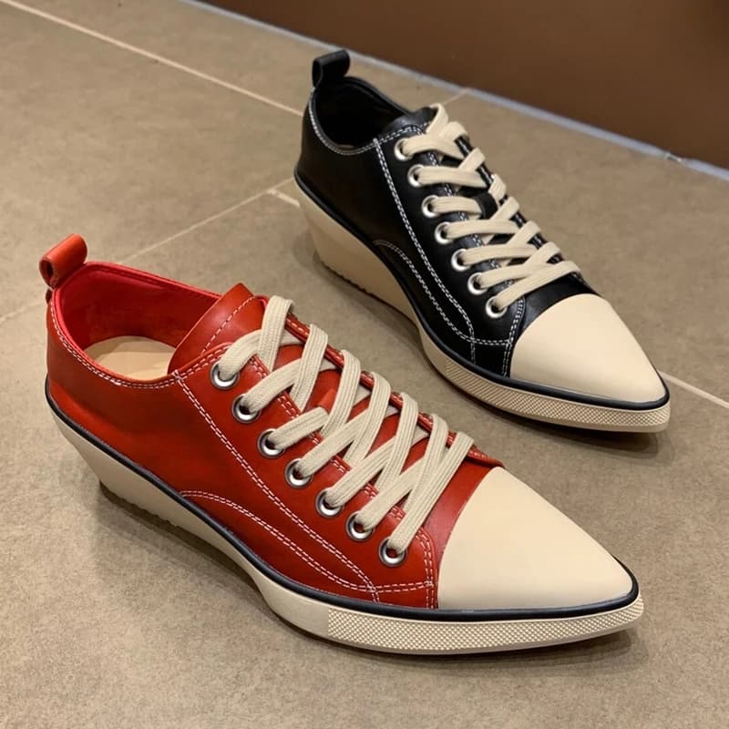 AIYUQI 2026 New Women Platform Sneakers Shoe Pointed Toe Wedge Fashion Casual Shoes Women Antislip Laceup Everyday Female Shoes
