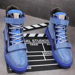 Designer Mens Glitter Rhinestones High Tops Casual Flats Shoes for Men Skateboard Thick Bottom Sneakers Men Shoes Man
