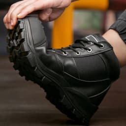 Genuine Leather Work Boots Cowhide Safety Shoes Men Waterproof Protection Shoes Puncture-Proof Indestructible Shoes Steel Toe