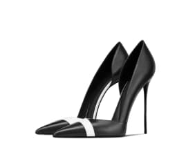 New Navy Blue Pointed Splicing Side Empty Slim Heel High Heels for Women with a Niche Temperament and High-End Feel