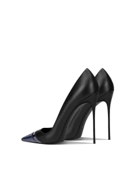 New Navy Blue Pointed Splicing Side Empty Slim Heel High Heels for Women with a Niche Temperament and High-End Feel