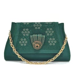 New Designer Fashion Open Toe Women Heels for 2026 Elegant Party Green Color Diamond Pumps Italian Shoes and Bags Matching Set
