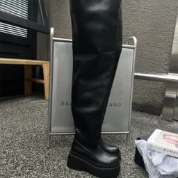 Winter Chunky Women Knee High Boots Fashion Slip On Pleated Long Booties Square Heels Party Dress Ladies Shoes