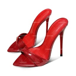 2026 new pointed black matte high heels for women, super high heels, open toed sandals, slim heels, sexy outer half slippers