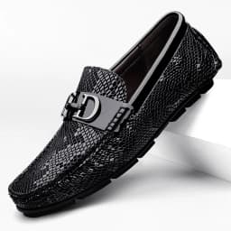 High Quality Men's Fashionable Snake Skin Pattern Comfortable Business Banquet Leather Shoes Spring New Men's Casual Loafers
