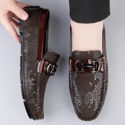 High Quality Men's Fashionable Snake Skin Pattern Comfortable Business Banquet Leather Shoes Spring New Men's Casual Loafers