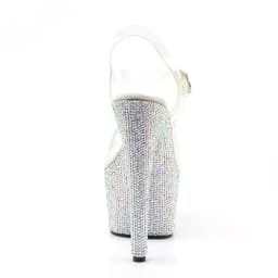 17CM Crystal Galaxy Heels - Transparent Platform Stilettos w/ 200+ Rhinestones & Adjustable Ankle Strap for Stage Performances