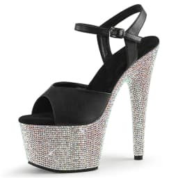 17CM Crystal Galaxy Heels - Transparent Platform Stilettos w/ 200+ Rhinestones & Adjustable Ankle Strap for Stage Performances