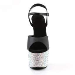 17CM Crystal Galaxy Heels - Transparent Platform Stilettos w/ 200+ Rhinestones & Adjustable Ankle Strap for Stage Performances