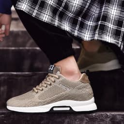 6-8CM Height Increasing Men's Elevator Shoes Breathable Mesh Sports Sneakers Invisible Lift Taller Footwear