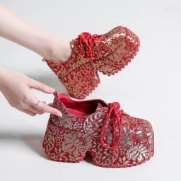 2026 New Ethnic Embroidery Single Shoes Red Ethnic Style Banquet Shoes Luxury Thick Soled Women's Height Increasing Shoes