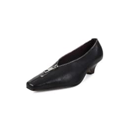 MKKHOU Fashion Pumps New High Quality Genuine Leather Square Head Zipper High Heels Commuter Low Heel Leather Shoes Women