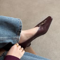 MKKHOU Fashion Pumps New High Quality Genuine Leather Square Head Zipper High Heels Commuter Low Heel Leather Shoes Women