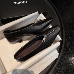 MKKHOU Fashion Pumps New High Quality Genuine Leather Square Head Zipper High Heels Commuter Low Heel Leather Shoes Women
