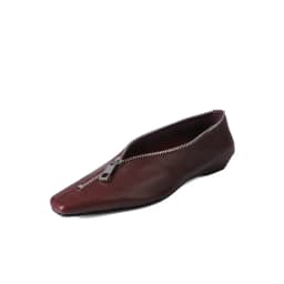 MKKHOU Fashion Pumps New High Quality Genuine Leather Square Head Zipper High Heels Commuter Low Heel Leather Shoes Women