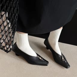 MKKHOU Fashion Pumps New High Quality Genuine Leather Square Head Zipper High Heels Commuter Low Heel Leather Shoes Women