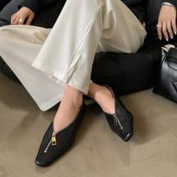 MKKHOU Fashion Pumps New High Quality Genuine Leather Square Head Zipper High Heels Commuter Low Heel Leather Shoes Women