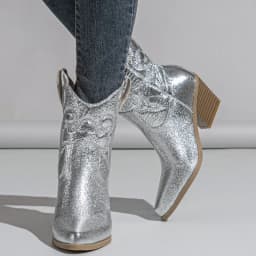 Eilyken High Quality Embroidery Ankle Boots Women Western Booties Fashion Pointed Toe Low Heels Shoes Large Size 43