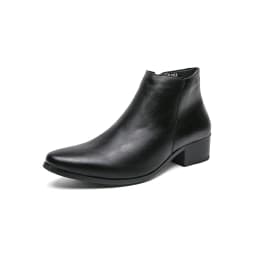 Classic Black Men's Chelsea Boots British Style Pointed Toe Leather Ankle Boots Man Slip-on Boots Zip High Top Dress Shoes Man