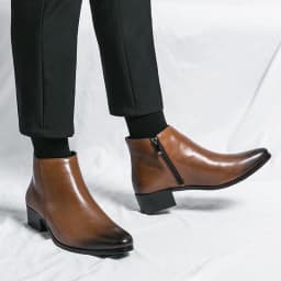 Classic Black Men's Chelsea Boots British Style Pointed Toe Leather Ankle Boots Man Slip-on Boots Zip High Top Dress Shoes Man