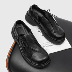 New Niche Pleated Thick Soled Derby Shoe High-end Casual Shoe for TeenagersPersonalized Mickey Height Increasing Round Toe Shoes