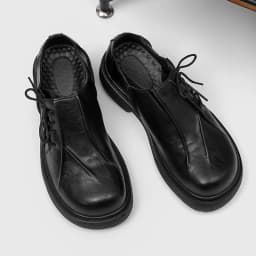 New Niche Pleated Thick Soled Derby Shoe High-end Casual Shoe for TeenagersPersonalized Mickey Height Increasing Round Toe Shoes