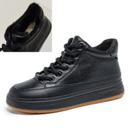 DRKANOL Fashion Women High Top Board Shoes Concise Solid Color Genuine Cow Leather Flat Shoes Autumn Winter Warm Casual Sneakers