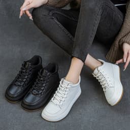 DRKANOL Fashion Women High Top Board Shoes Concise Solid Color Genuine Cow Leather Flat Shoes Autumn Winter Warm Casual Sneakers