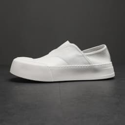 YETTIES Men's White Slip-On Loafers, Chunky Sole All-Day Comfort, Premium Genuine Leather Minimalist Luxury Skate Shoes