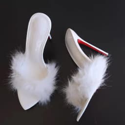 2026 Newly 12cm 10cm 8cm Gold Black Furry Flufft Woman Sexy Pointed Toe Slipper Ladies High Heel Sandal for Party Evening Events