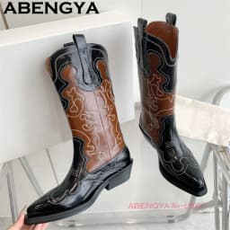 Classic Knee High Cowboy Knight Boots Women Multicolour Quality Real Leather Pointy Toe Chelsea Boots Winter Fashion Week Boots