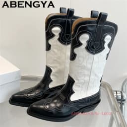 Classic Knee High Cowboy Knight Boots Women Multicolour Quality Real Leather Pointy Toe Chelsea Boots Winter Fashion Week Boots