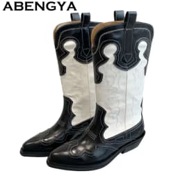 Classic Knee High Cowboy Knight Boots Women Multicolour Quality Real Leather Pointy Toe Chelsea Boots Winter Fashion Week Boots