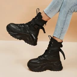Chunky Platform Black Motorcycle Boots Thick Bottom Lace Up Vulcanized Shoes Woman Autumn Winter 2026 Ankle Botas De Mujer 2022