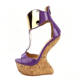 Platfrom Fretwork Wood Grain Leather Sandals Sexy Round Toe Size 35-48 Customized New Arrivals Fashion Women Modern Shoes