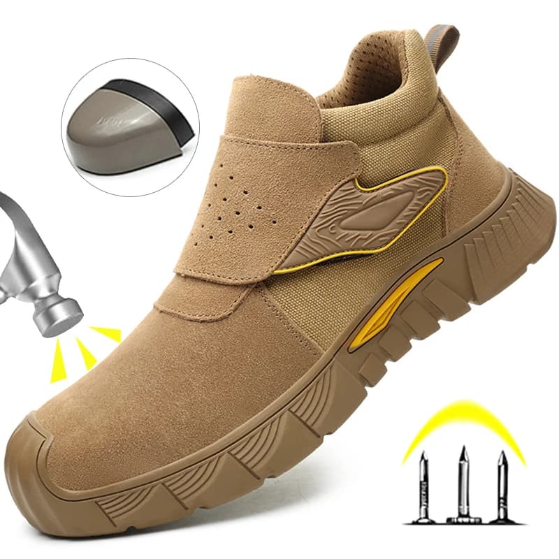 Wear Resistant Men's Safety Boots Soft Work Sneakers Anti Impact Anti Piercing Fashion Comfort Outdoor Men's Shoes