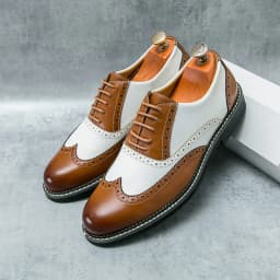 British Leather Shoes Men Match Color White Brown Leather Business Casual Brock Carved Retro Dress Shoes for Men