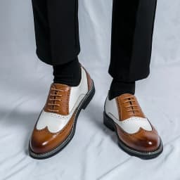British Leather Shoes Men Match Color White Brown Leather Business Casual Brock Carved Retro Dress Shoes for Men
