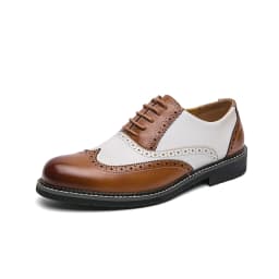 British Leather Shoes Men Match Color White Brown Leather Business Casual Brock Carved Retro Dress Shoes for Men