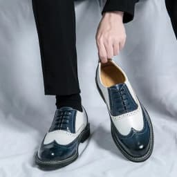 British Leather Shoes Men Match Color White Brown Leather Business Casual Brock Carved Retro Dress Shoes for Men